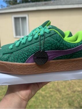Puma Kids Green & Purple Low-Top Sneakers with Gum Sole